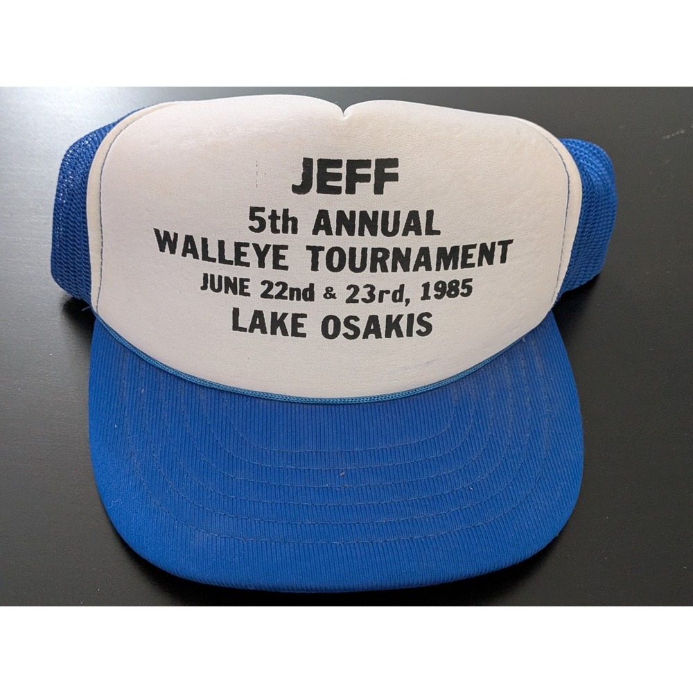 JEFF 5th‎ Annual Walleye Tournament 1985 Lake Osakis Trucker Hat Snapback OSFM